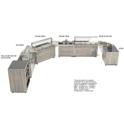 УГЛОВОЙ МОДУЛЬ 90° С ОДНОЙ НОГОЙ И ВЕРХНЕЙ ДЕРЕВЯННОЙ ПОЛКОЙ ATHENA A 90-1