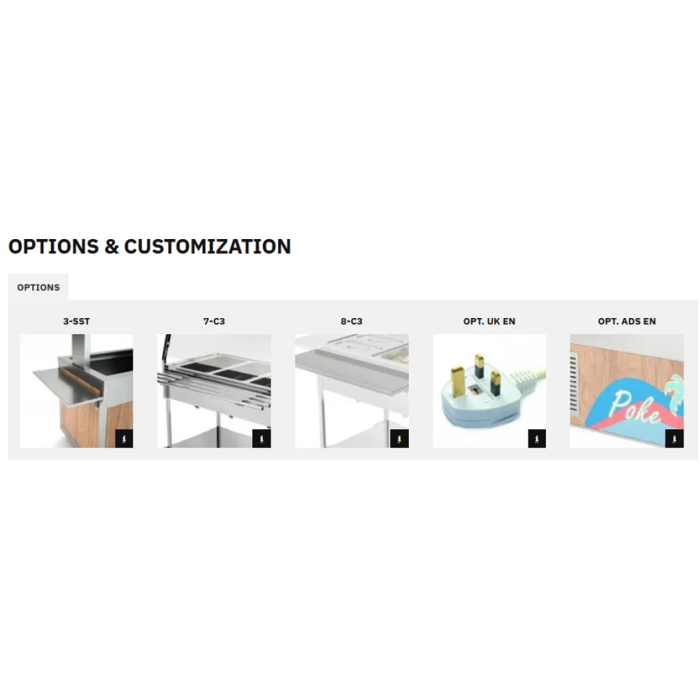 ТЕЛЕЖКА-МАРМИТ ИЗ НЕРЖАВЕЮЩЕЙ СТАЛИ С ПЕРЕДНИМИ ПАНЕЛЯМИ УПРАВЛЕНИЯ COMPASS 3 F SEP