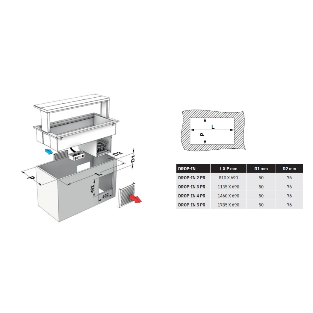 ХОЛОДИЛЬНАЯ ПОВЕРХНОСТЬ ИЗ БЕТАКРИЛА DROP-IN-2PR