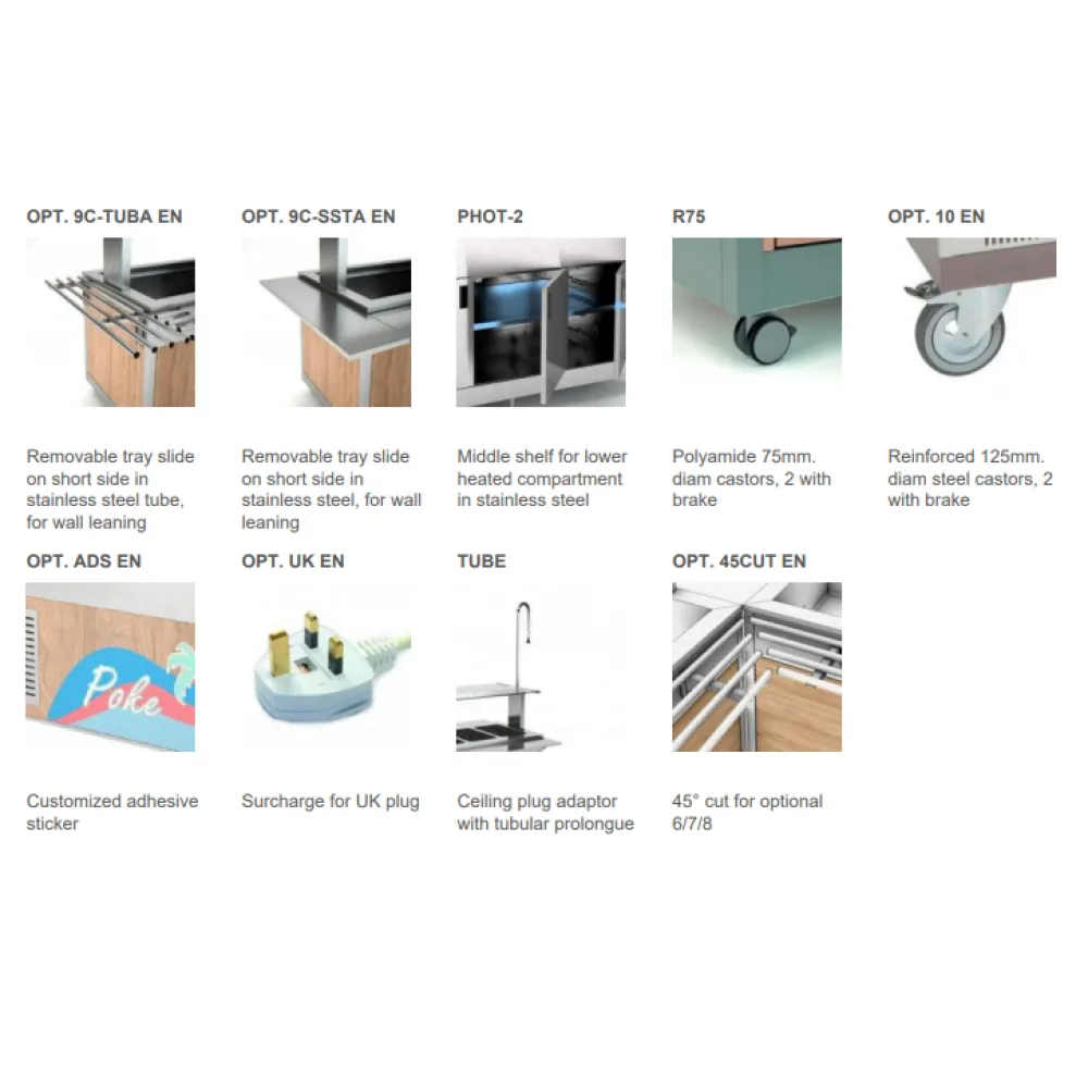 Буфет с подогреваемой столешницей из закалённого стекла OMNIA 2PC