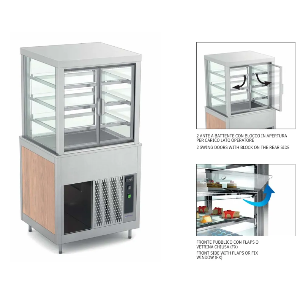 ВИТРИНА С ВЕНТИЛЯТОРОМ И ОТКРЫВАЮЩИМИСЯ СТЕКЛЯННЫМИ ПОЛКАМИ OMNIA 2DSP