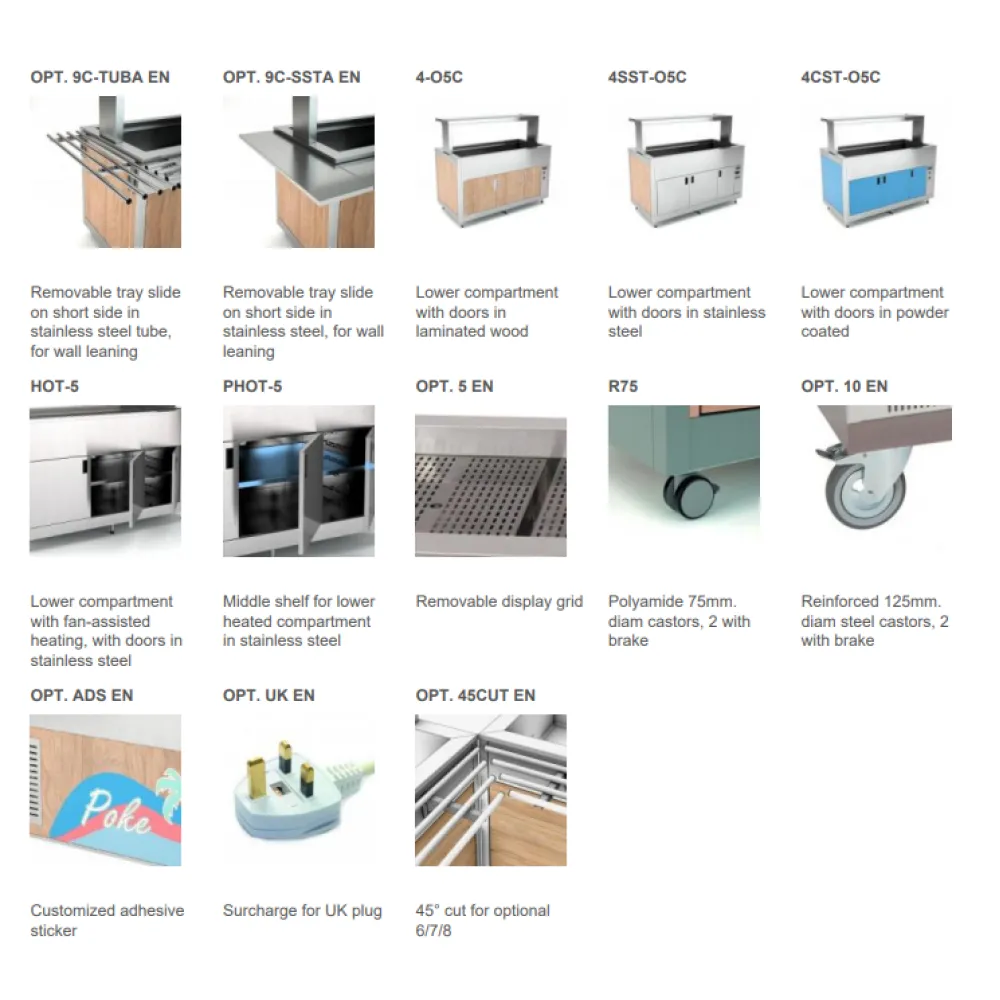 Буфет с подогреваемой столешницей из закалённого стекла OMNIA 5PC