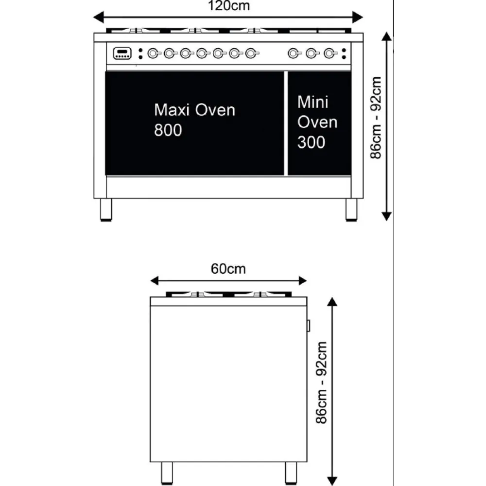 Плита с духовкой Nostalgie P12FINE3 120 см 6 конфорок с жарочной поверхностью и 2 индукционными зонами