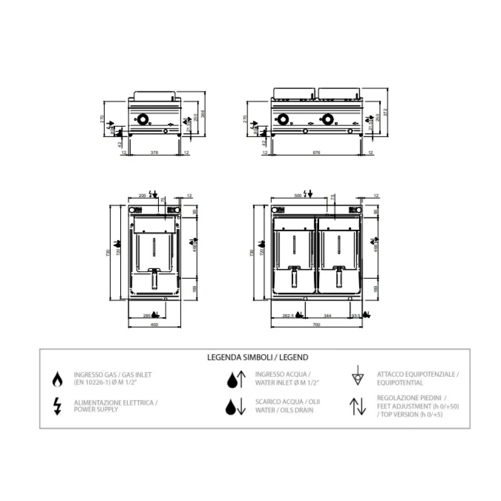 Электрическая фритюрница 12 L FRBE74T DOMINA PRO 700