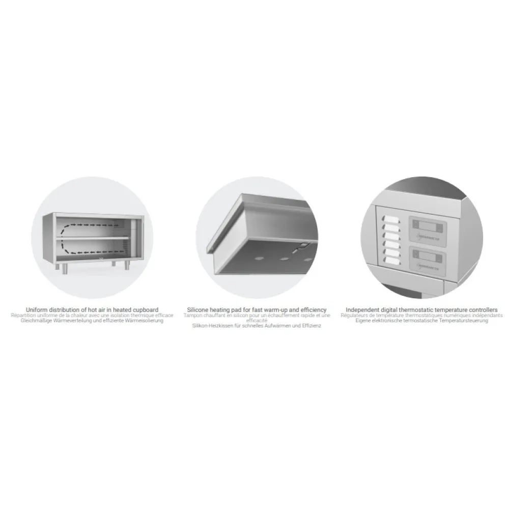 Горячий мармит с подогреваемым шкафом 3 GN1/1