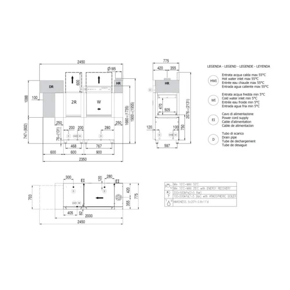 Электромеханическая посудомоечная машина конвейерного типа RKR2500