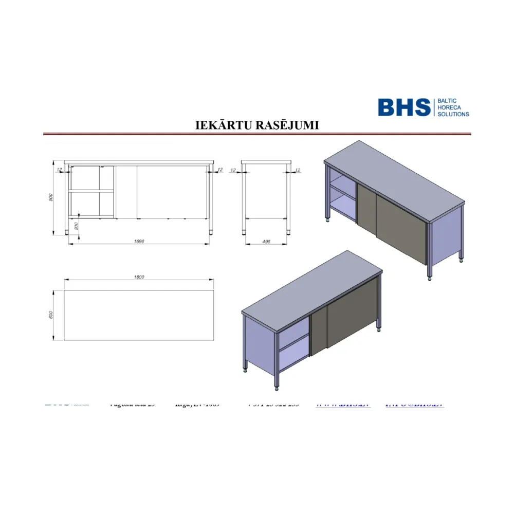 Стол с раздвижыми дверями и двумя полками 1800