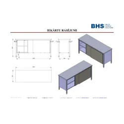 Стол с раздвижыми дверями и двумя полками 1800