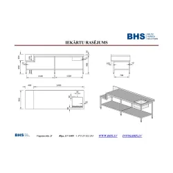 Стол с мойкой и полкой с местом для оборудования 2400 мм.