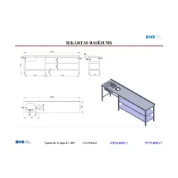 Рабочий стол с раковиной и 2 полками NN43