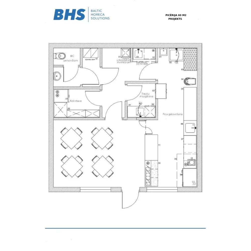 План Пиццерия 60 м2