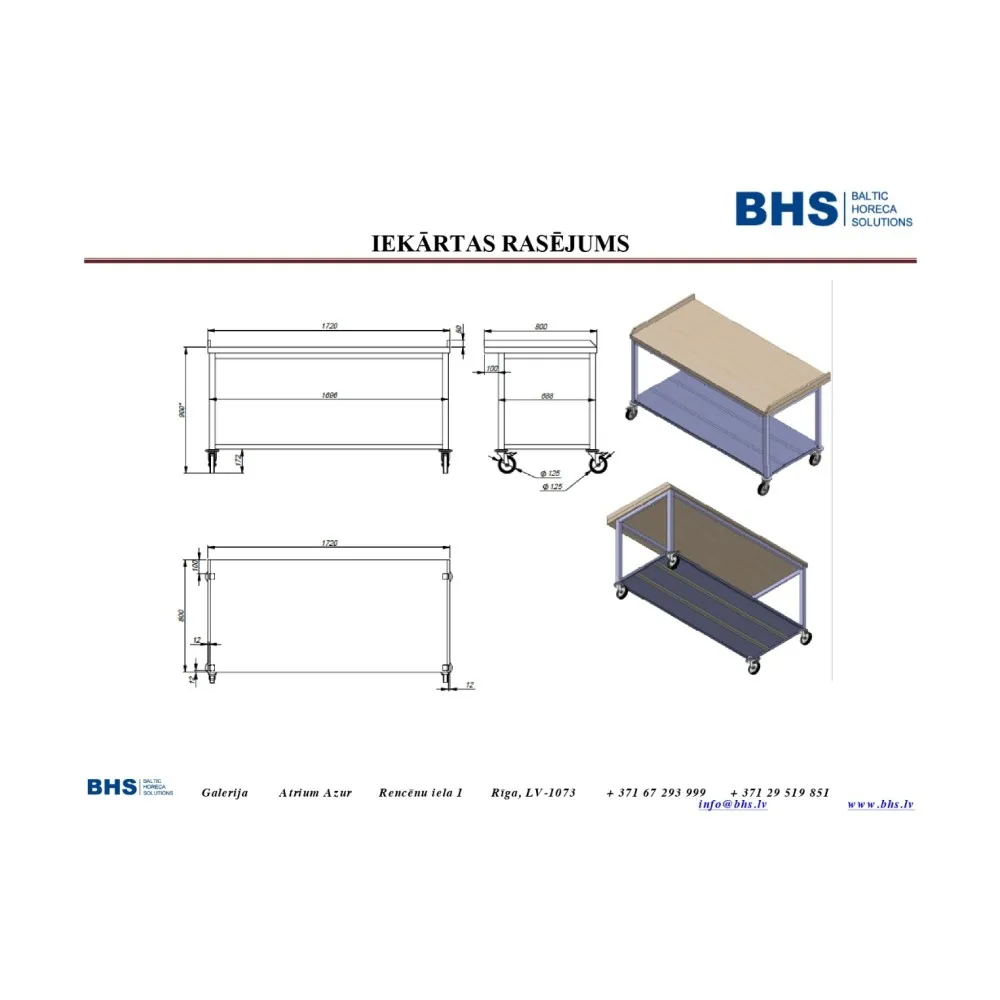 Стол с полкой на колесиках  NN49