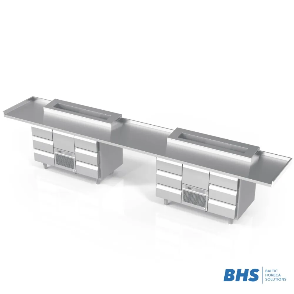 Рабочая поверхность с 2 столами-холодильниками