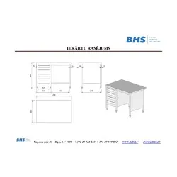 Центральный стол из нержавеющей стали с 4 ящиками