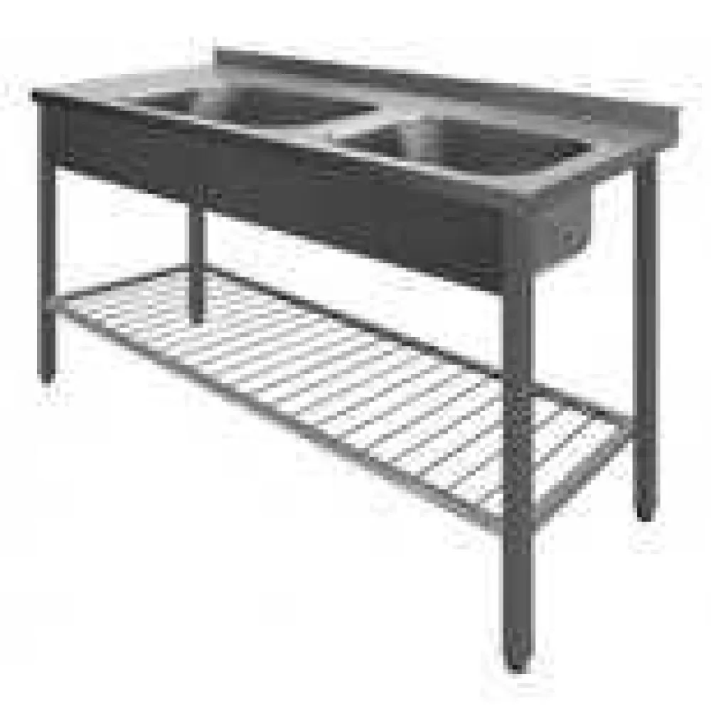 Стол с 2 раковинами и полкой