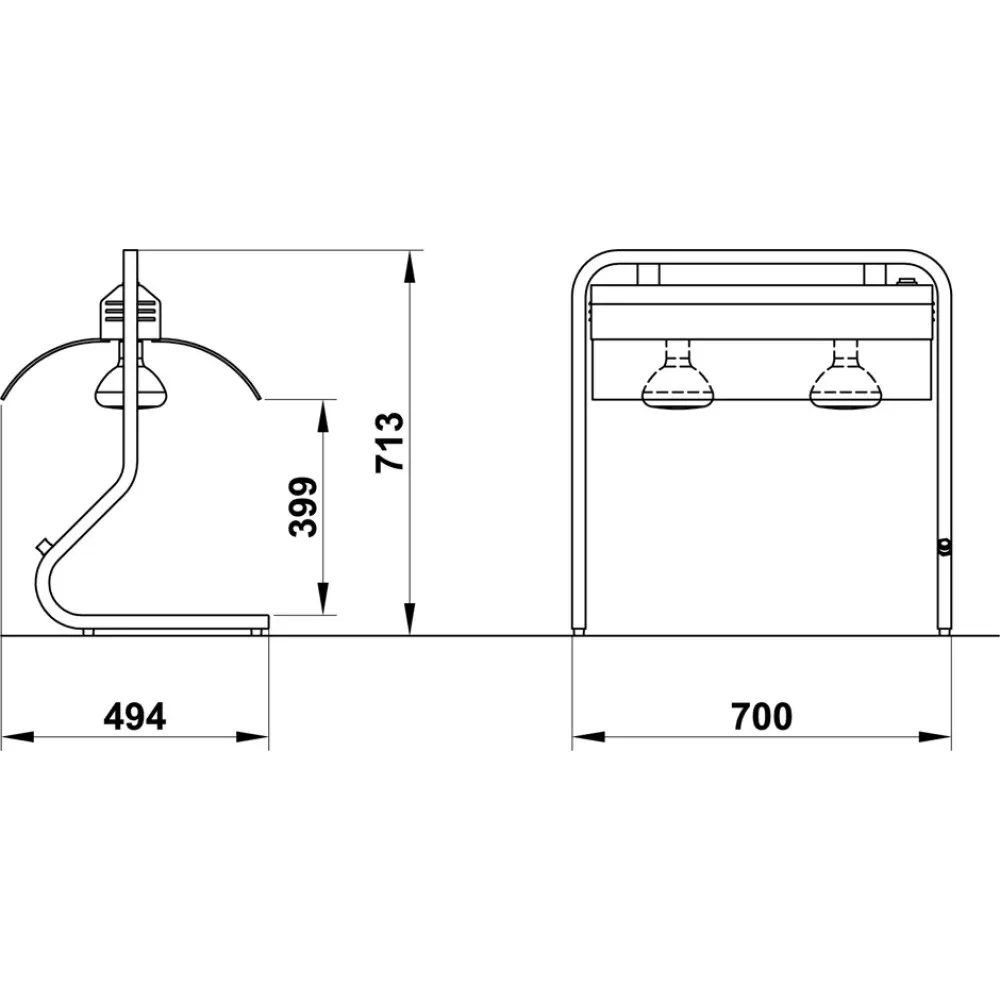 ОТДЕЛЬНО СТОЯЩАЯ РАМА С ИНФРАКРАСНЫМИ ЛАМПАМИ INFRA 2/1 AL