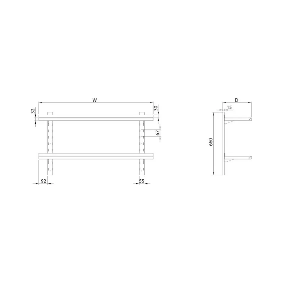 Двойная регулируемая подвесная полка из нержавеющей стали 1000