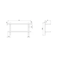 Двойная регулируемая подвесная полка из нержавеющей стали 1000