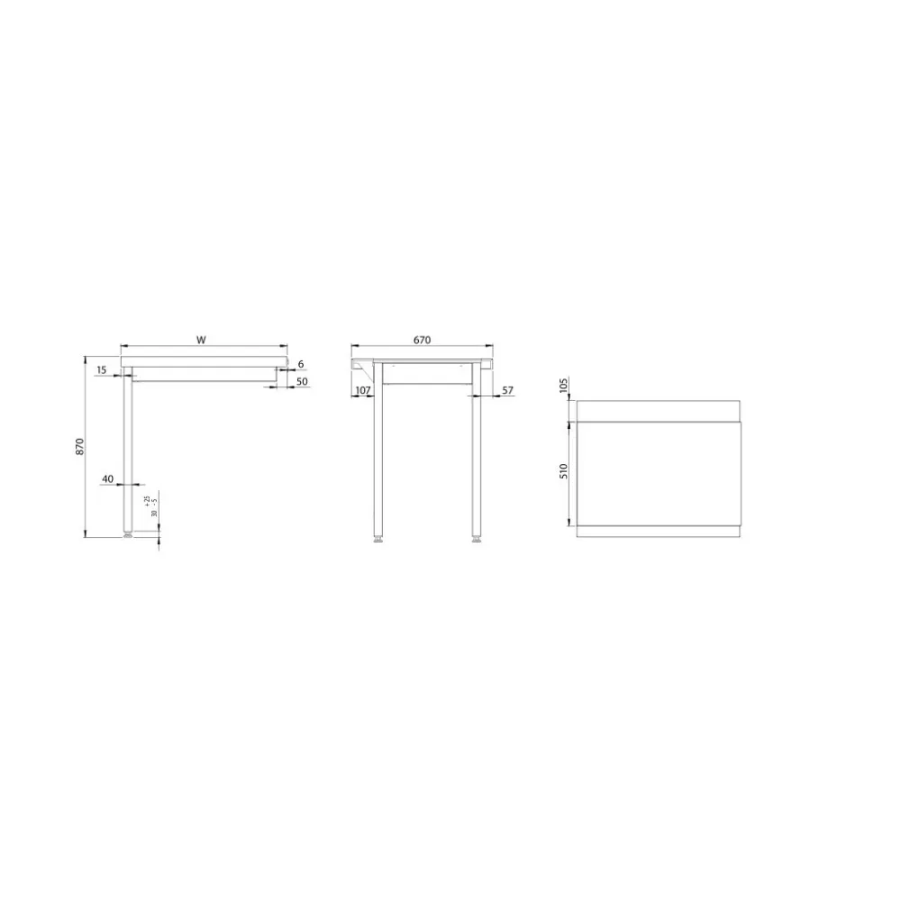 Стол для последующей мойки из нержавеющей стали 1000