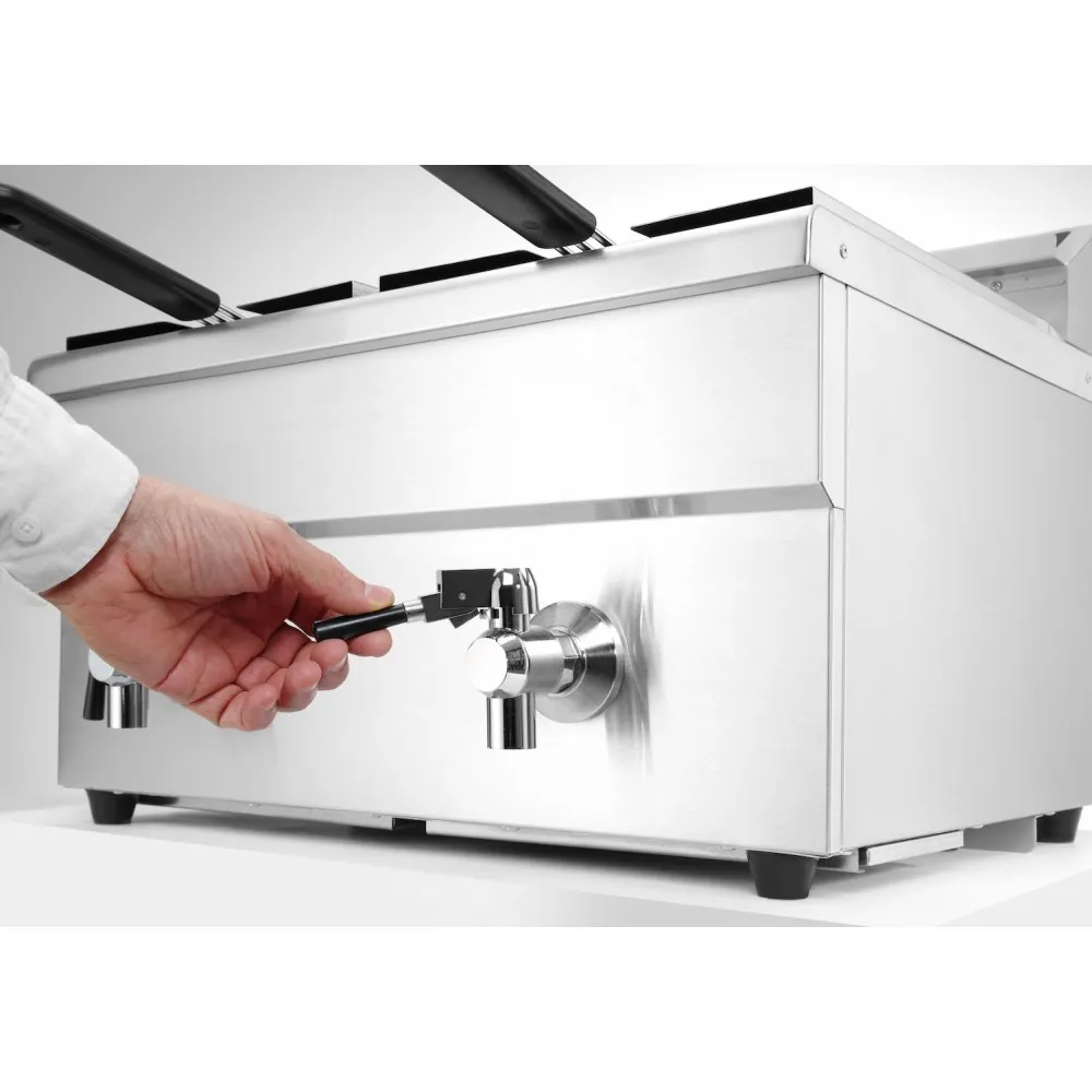 Индукционная фритюрница с выпускным краном - 2 x 8 л