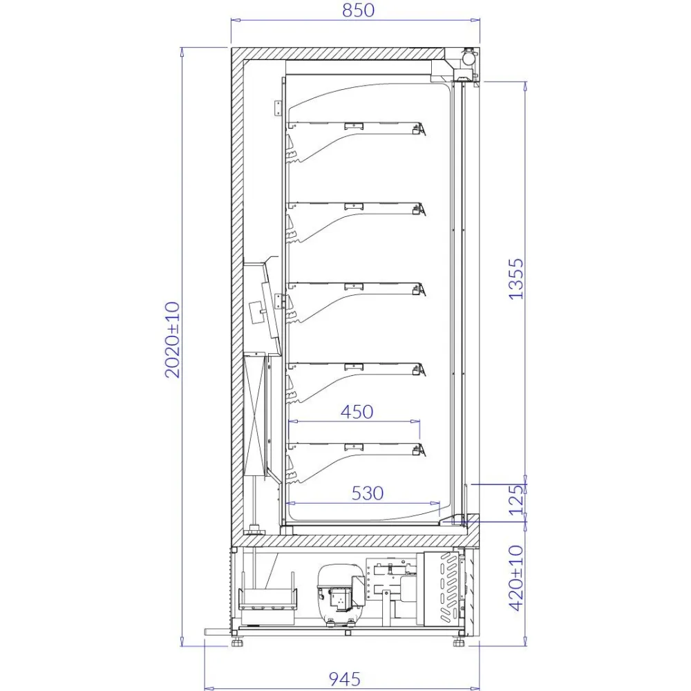 Холодная витрина ECOMAX 1.3 1260 mm