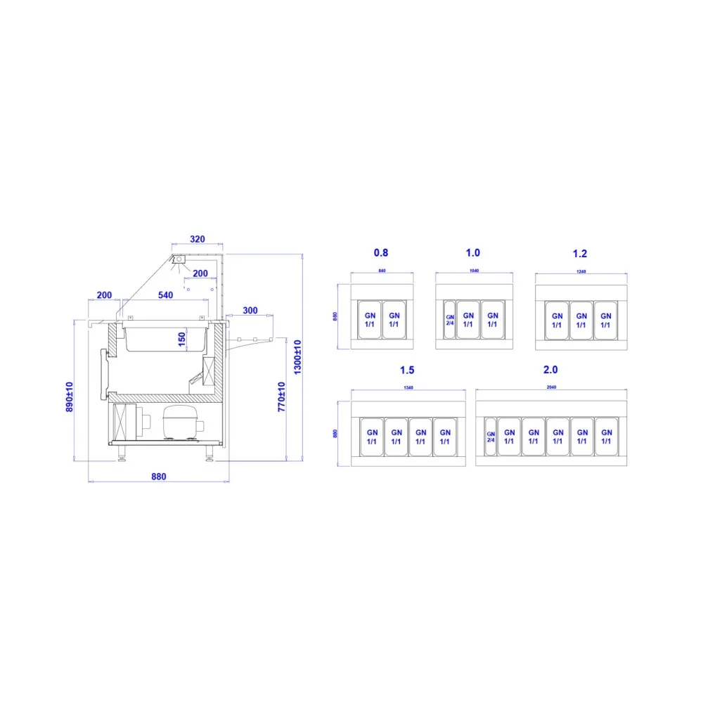 Салат-бар GASTROLINE PREMIUM 2040mm