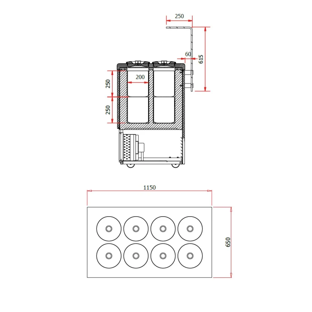 Диспенсер для мороженного GELATO 2 1150 mm