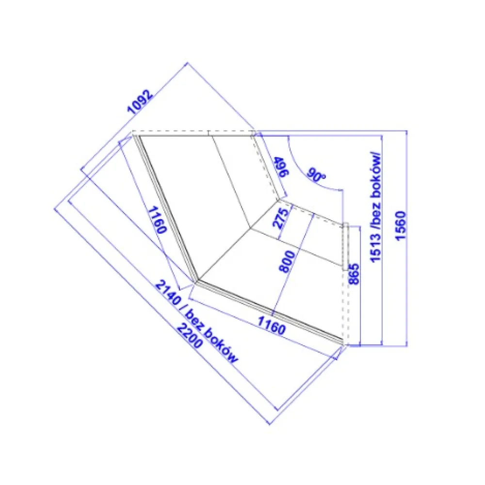 Нейтральная витрина - угол JAMAJKA NZ90N