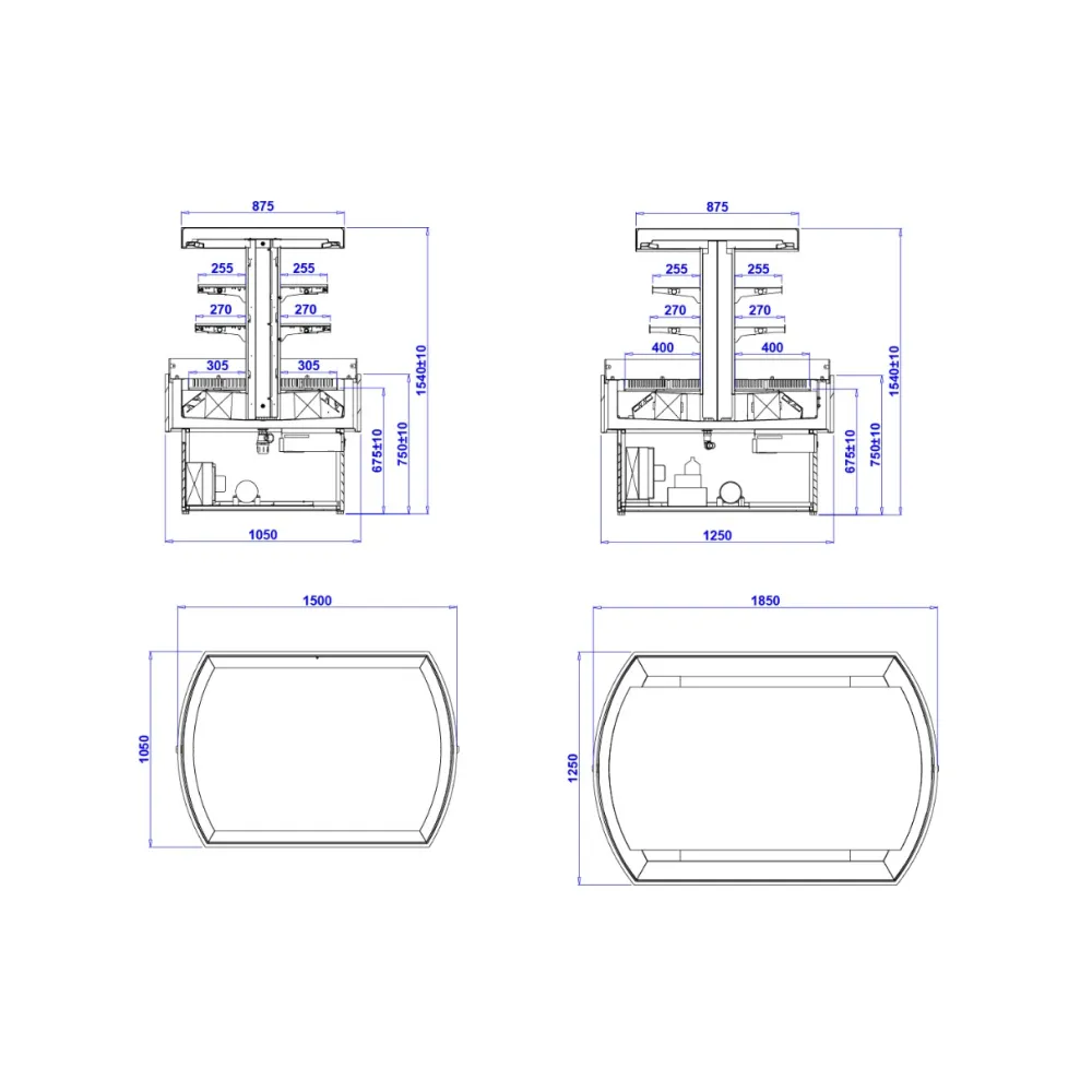 Витрина - островная FRESH ISLAND 1500 мм