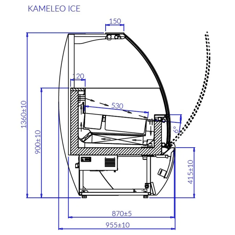 Витрина для мороженого KAMELEO ICE 1400mm
