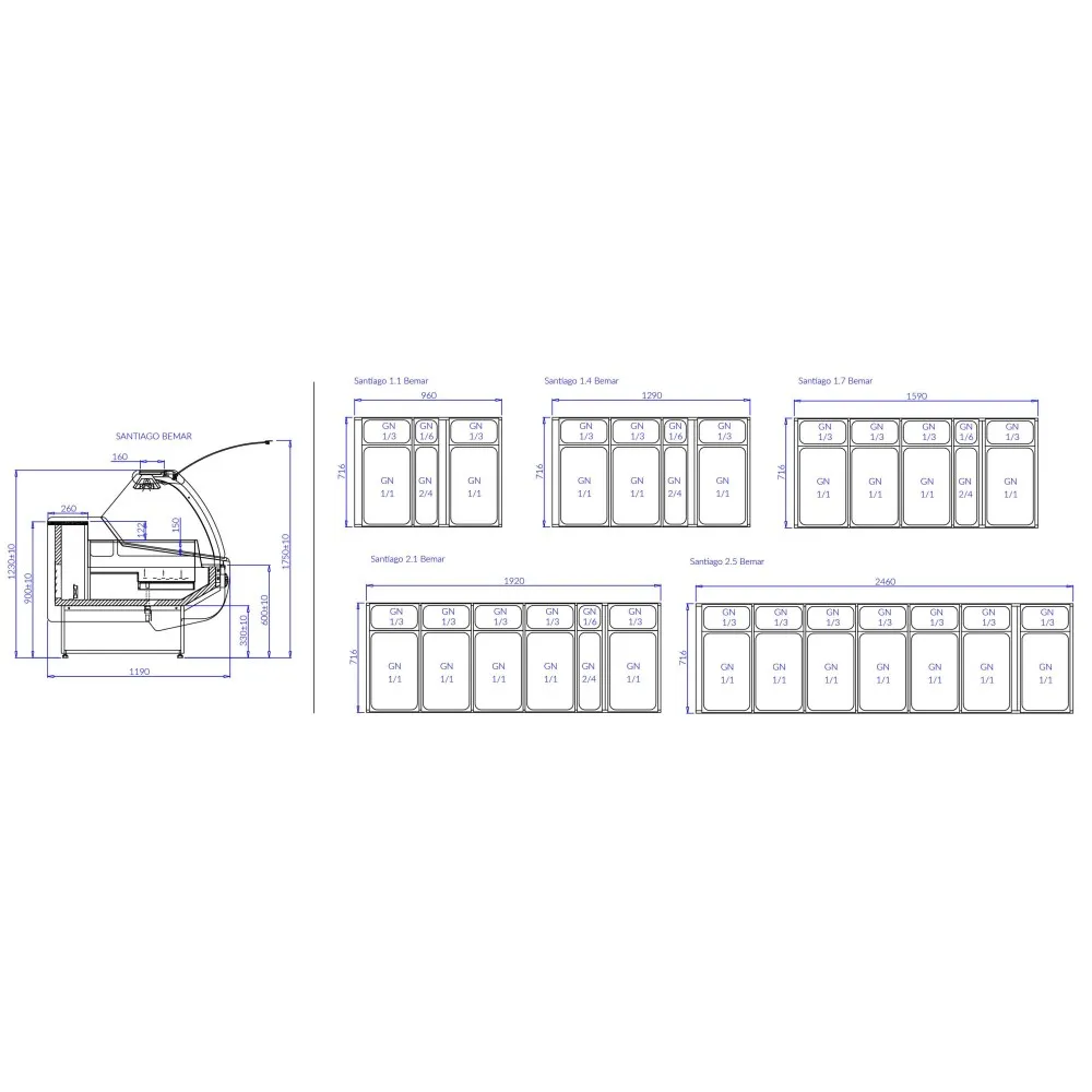 Горячая витрина SANTIAGO 1370 мм