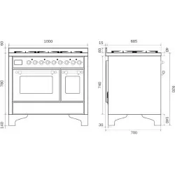 Ilve Majestic Milano MD10IDNE3 100 см с 4 газовыми конфорками и двухзонной индукцией