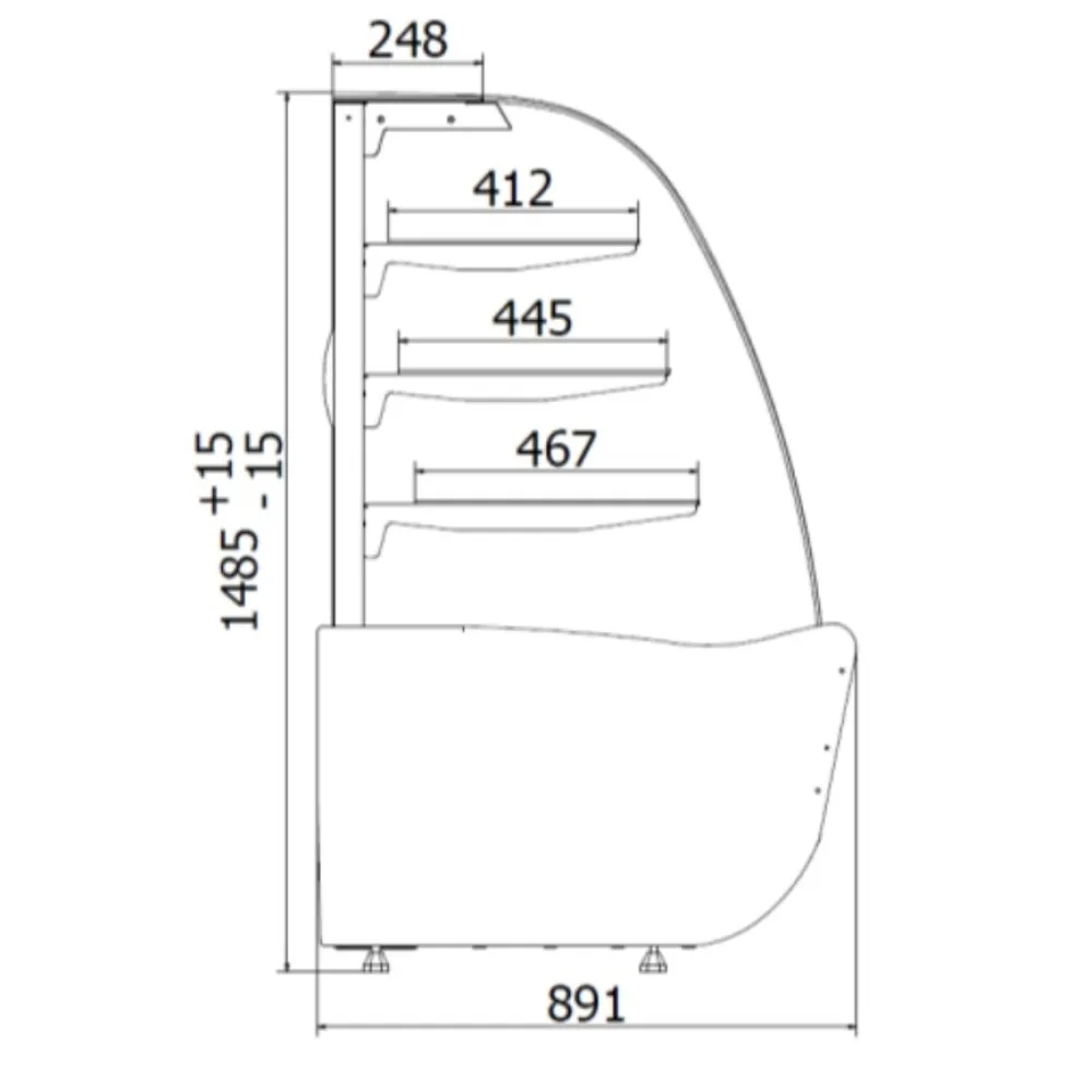 Нейтральная витрина BELLISSIMA NE 940мм
