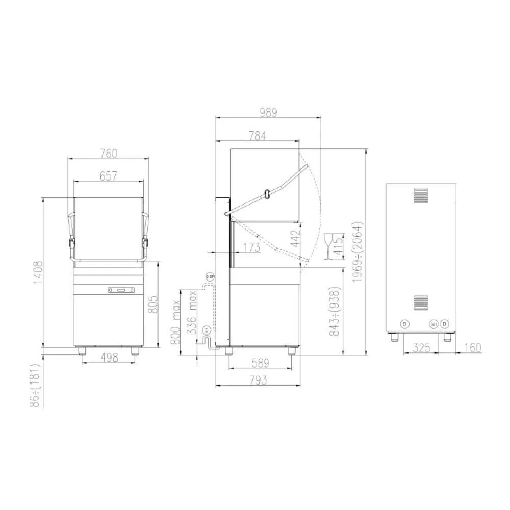 Купольная посудомоечная машина, 500х500мм, HK 1200 E PRS