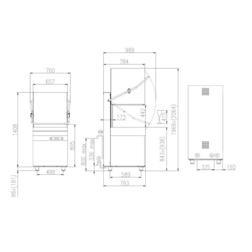 Купольная посудомоечная машина, 500х500мм, HK 1200 E