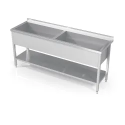 Стол с двумя бассейнами и полкой 1400