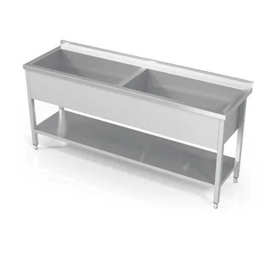 Двойная мойка для кастрюль с полкой