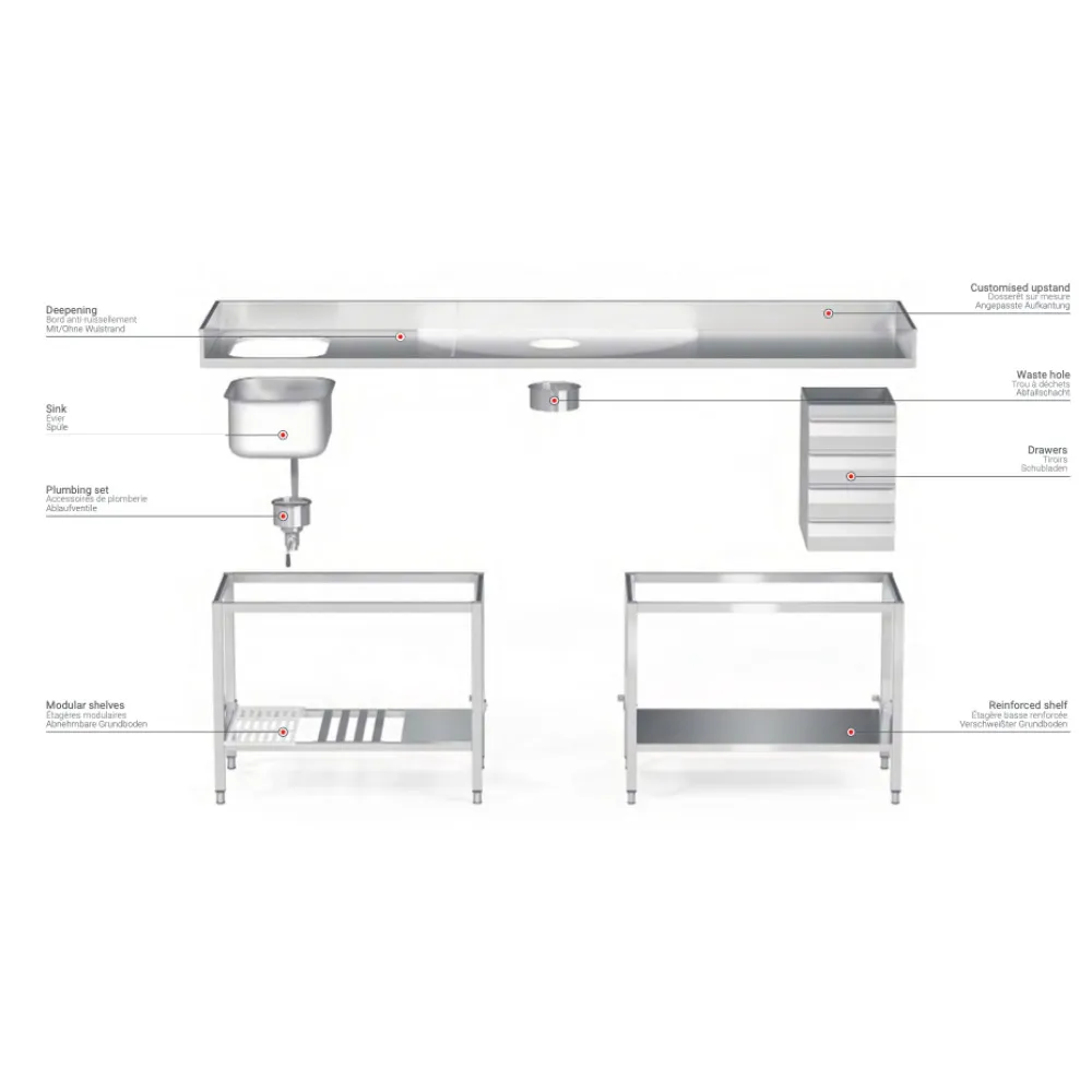 Стол металлический с полкой 2000