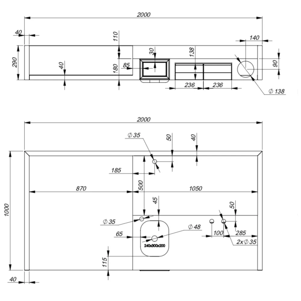 Проект - рабочая поверхность с раковиной