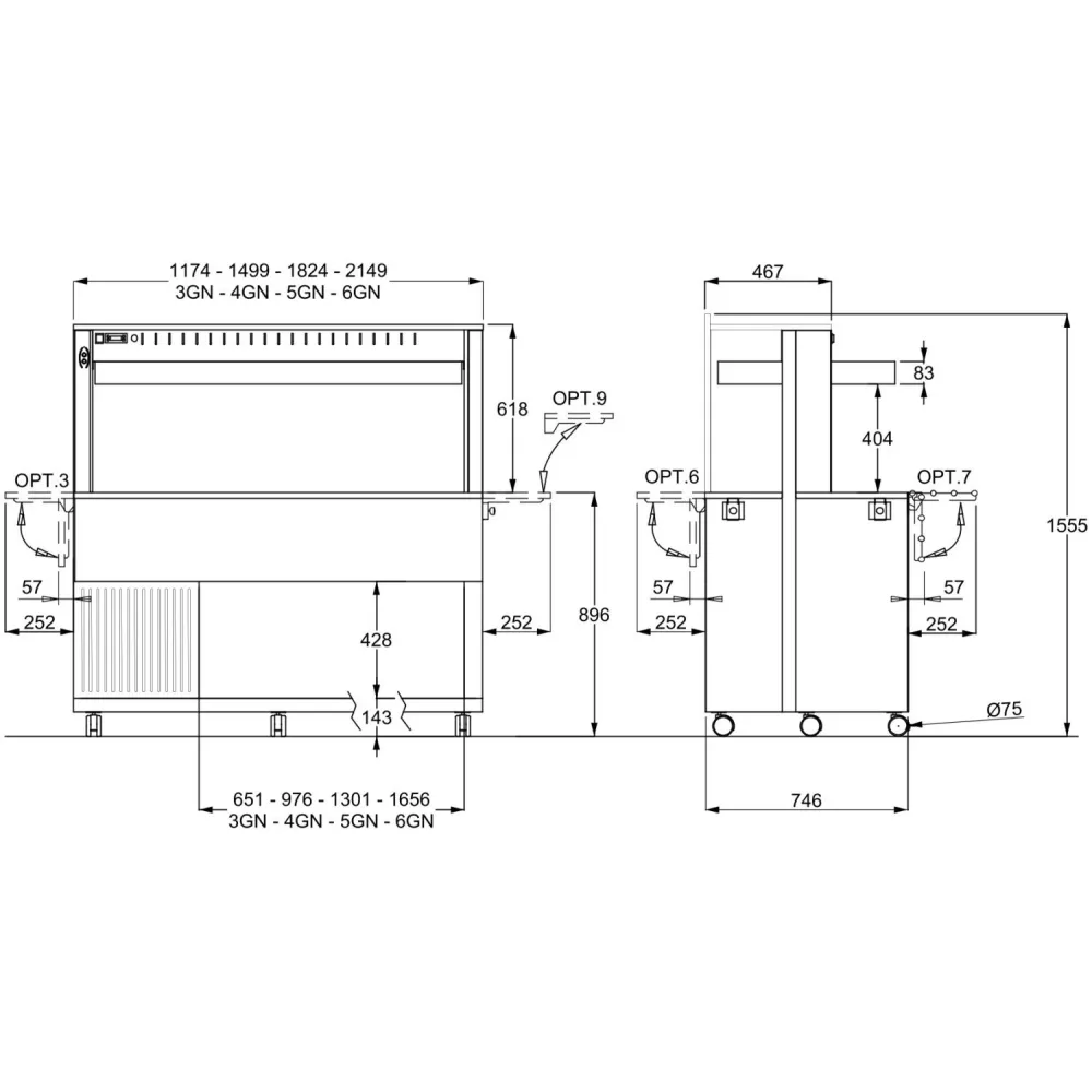 ХОЛОДИЛЬНЫЙ БУФЕТ ATHENA 5 R/W