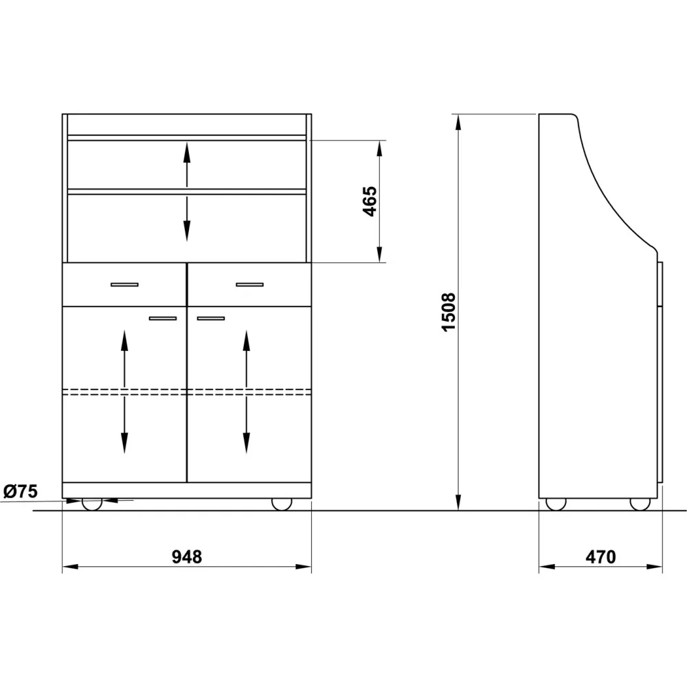 СТАНЦИЯ ДЛЯ ОФИЦИАНТА НА КОЛЕСИКАХ PERSEO A2 B/R