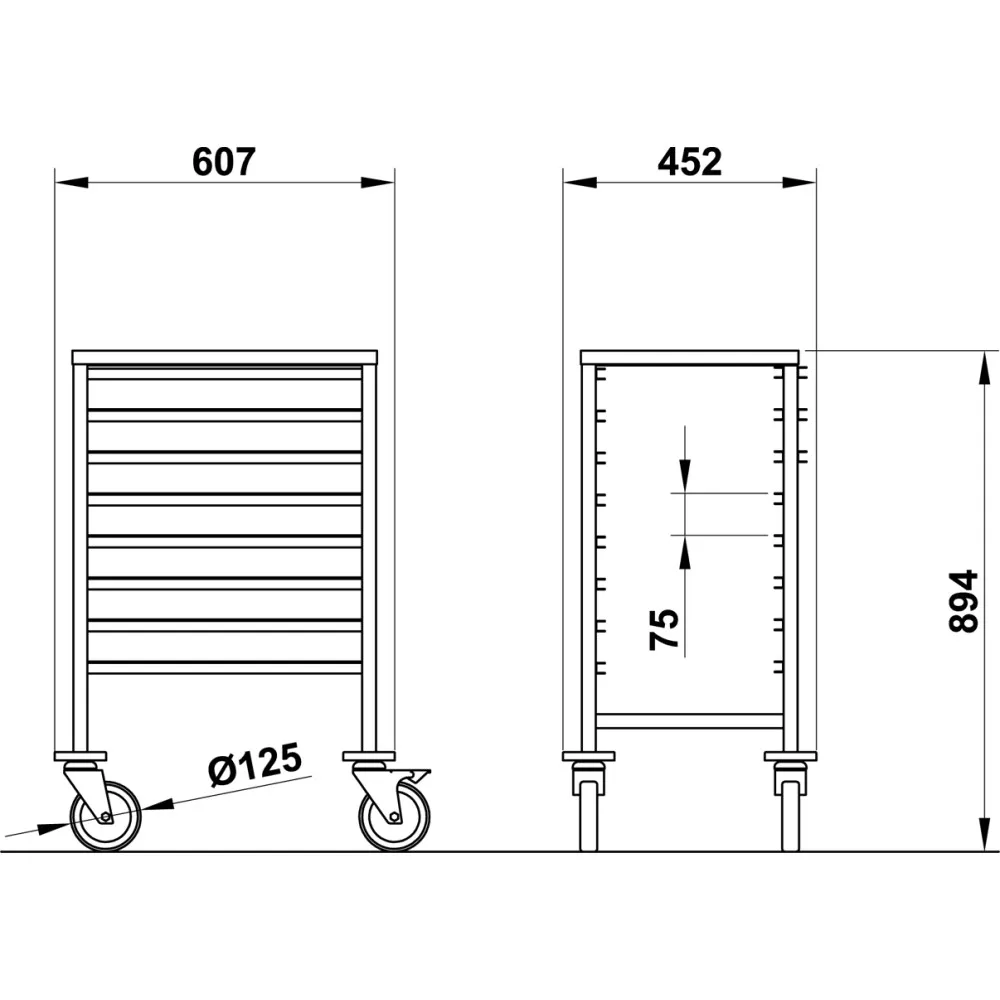 ТЕЛЕЖКA ДЛЯ ПОДНОСОВ VEGA GN1/1 C8