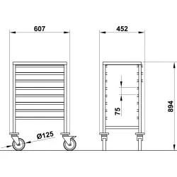 ТЕЛЕЖКA ДЛЯ ПОДНОСОВ VEGA GN1/1 C8