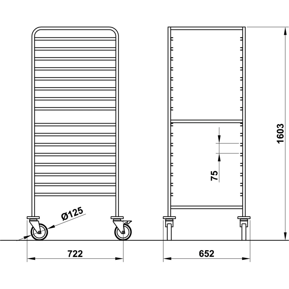 ТЕЛЕЖКA ДЛЯ ПОДНОСОВ VEGA GN2/1 C16
