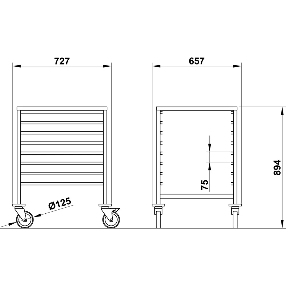 ТЕЛЕЖКA ДЛЯ ПОДНОСОВ VEGA GN2/1 C8