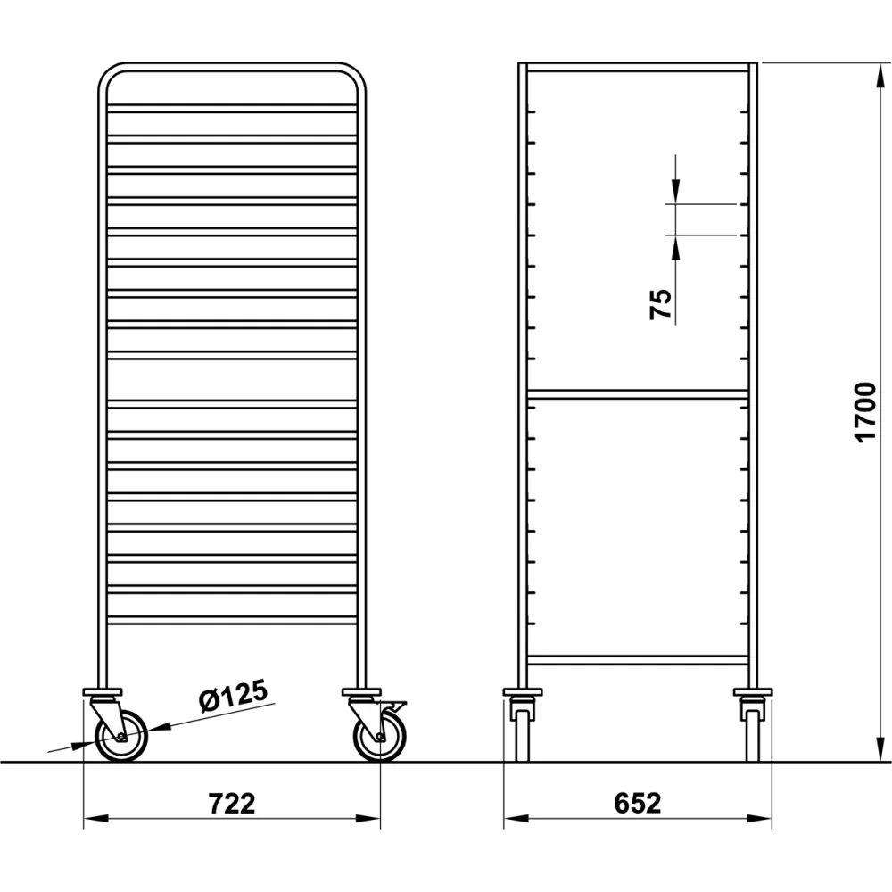 ТЕЛЕЖКA ДЛЯ ПОДНОСОВ VEGA GN2/1 L18