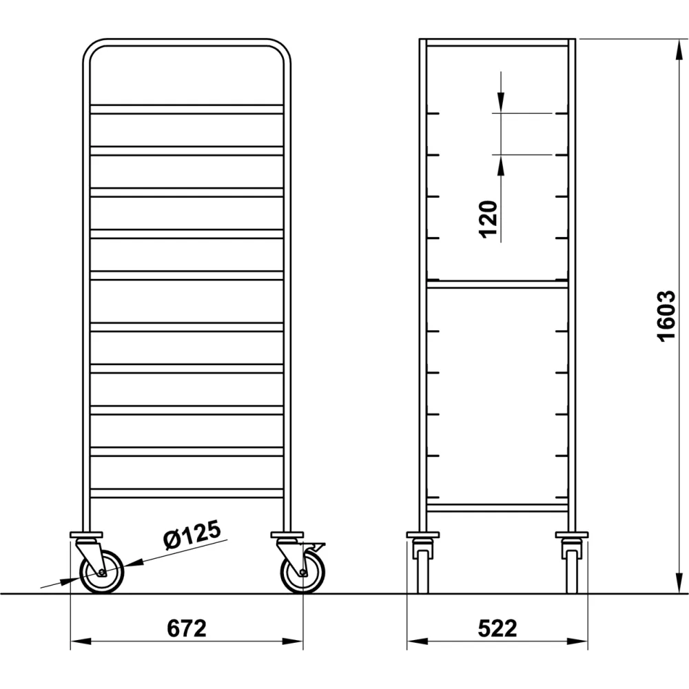 ТЕЛЕЖКИ ДЛЯ ПОДНОСОВ И КОРЗИН VEGA 60x40 L10
