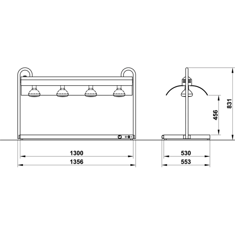 НАГРЕВАТЕЛЬНАЯ ПОВЕРХНОСТЬ С ПОДСТАВКОЙ ДЛЯ ИНФРАКРАСНОЙ ЛАМПЫ  VULCANO 4/1 INFRA