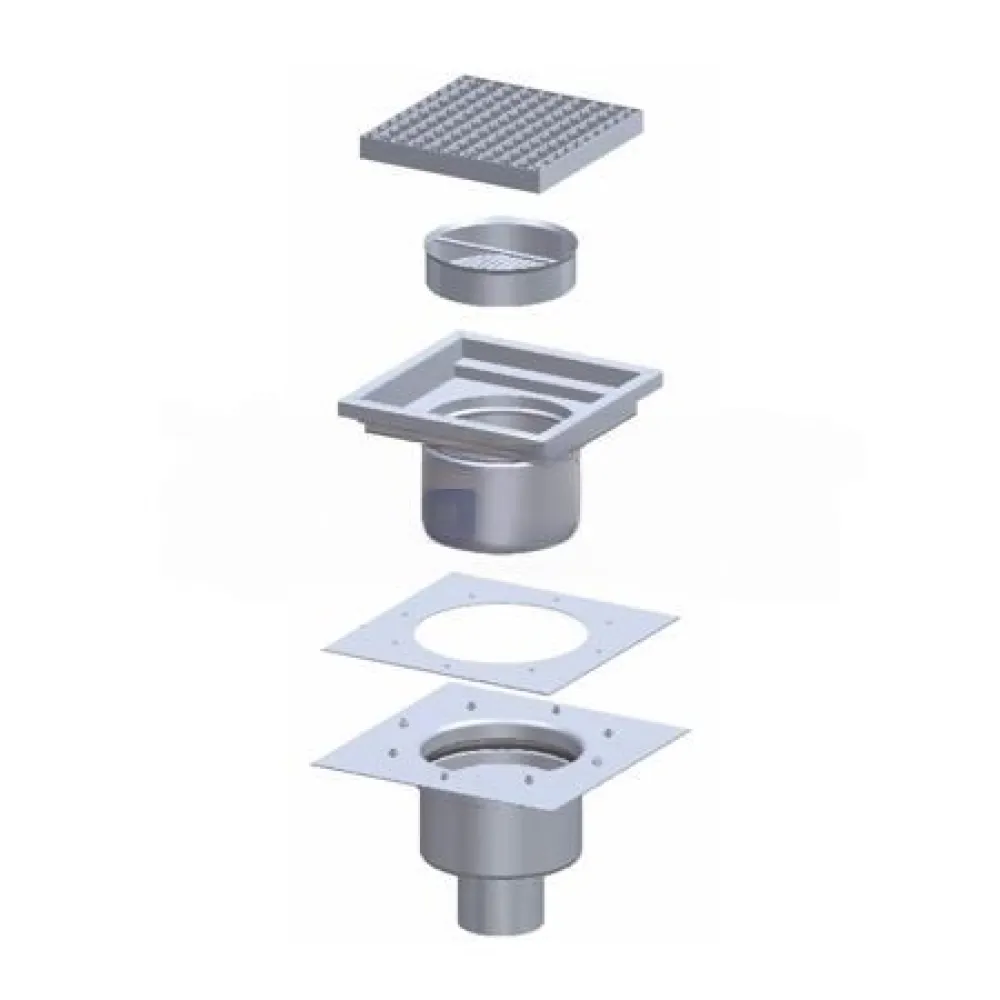 Двухсекционный трап в полу  400 x 400 mm