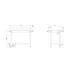 Профессиональный кухонный рабочий стол с полкой 600